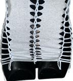Mouse in the House backless classic cartoon shredded slit weave tshirt one size fits most