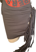 RHCP Fringe cut up slit weave backless Micro Mini tshirt dress