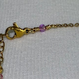Gold plated purple enamel star adjustable stainless steel DIVINELY GUIDED rhinestone compass necklace
