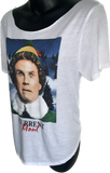 Elf Christmas movie graphic holiday backless cut up woven current mood t shirt