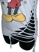 Mouse in the House backless classic cartoon shredded slit weave tshirt one size fits most