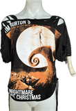 The Nightmare Before Christmas backless reversible back to front Halloween holiday slitweave graphic overly shredded crop top t shirt