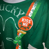 Kiss me I’m Irish green is the theme lucky Backless Shredded St Patrick’s Day leprechaun party costume T Shirt