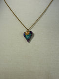 Stainless Steel gold plated crystal heart rhinestone evil eye and gold flower Necklace