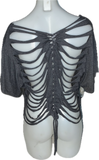 Satisfaction the Rolling Stones shredded backless slit weave cut up woven t shirt crop top