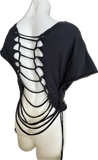 Today was a good day Ice Cube backless shredded slit weave v neck tshirt crop top