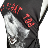 Pennywise you’ll float too IT clown Halloween costume cut up slit weave Micro Mini tshirt tank dress