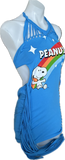 BFF vintage comic book Snoopy Woodstock Peanuts Festival Fashion overly shredded halter backless retro slit weave fringe micro mini t shirt dress