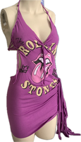 Its Only Rock n Roll Fringe cut up backless Micro Mini tshirt dresss