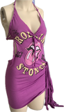 Its Only Rock n Roll Fringe cut up backless Micro Mini tshirt dresss