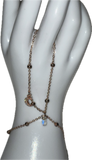 Rhinestone bedazzled crescent moon adjustable rose gold and clear AB crystal fingerbang hand chain