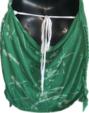 Green Is the theme  lucky shirt bleached shamrock 4 leaf clover St Paddy’s day overly shredded slit weave kiss me I’m Irish leprechaun costume backless micro mini dress
