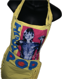 Iggy Pop punk rock slitweave fringe backless halter micro mini