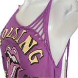 Its Only Rock n Roll cut up embroidered backless tank top