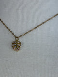Stainless Steel gold plated plant girl rhinestone leaf and bumble bee Necklace