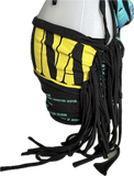 90s concert cut up slit weave t shirt backless shredded halter fringe micro mini dress