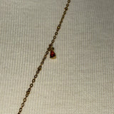 Stainless Steel gold plated rhinestone bedazzled crescent moon lightening rod and garnet red crystal star Necklace