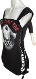 Pennywise you’ll float too IT clown Halloween costume cut up slit weave sideless Micro Mini tshirt tank dress