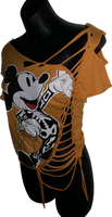 Halloween cartoon skeleton costume mouse in the house overly shredded slit weave backless t shirt