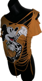 Halloween cartoon skeleton costume mouse in the house overly shredded slit weave backless t shirt