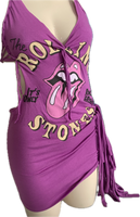 Its Only Rock n Roll Fringe cut up backless Micro Mini tshirt dresss