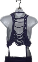 2pc set classic gamer girl graphic backless crop top slit weave fringe micro mini skirt reworked t shirt EZ DUZIT 