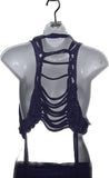 2pc set classic gamer girl graphic backless crop top slit weave fringe micro mini skirt reworked t shirt EZ DUZIT 