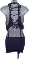 2pc set classic gamer girl graphic backless crop top slit weave fringe micro mini skirt reworked t shirt EZ DUZIT 