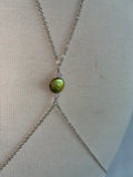 Coin pearl and Swarovski crystal adjustable multiwear silver bodychain