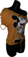 Halloween cartoon skeleton costume mouse in the house overly shredded slit weave backless t shirt