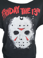 Friday the 13th lucky day slit weave shredded cut up t shirt
