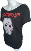 Friday the 13th lucky day slit weave shredded cut up t shirt