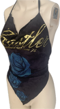 Hustler hardcore since 74 Festival Fashion shredded handkerchief style retro halter top concert t shirt