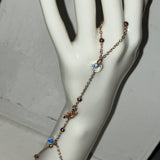 Rhinestone bedazzled dove adjustable rose gold and clear AB crystal fingerbang hand chain