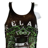 Bleached Ireland Celtic cross St Paddy’s day shredded slit weave micro mini dress