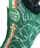 Green Is the theme  lucky shirt bleached shamrock 4 leaf clover St Paddy’s day overly shredded slit weave kiss me I’m Irish leprechaun costume backless micro mini dress