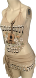 Music City Nashville Tennessee cut up slit weave t shirt shredded halter crop top fringe micro mini skirt