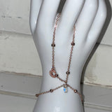 Rhinestone bedazzled crescent moon adjustable rose gold and clear AB crystal fingerbang hand chain