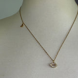 SWAK besos kiss Stainless Steel gold plated rhinestone bedazzled smooches lips pout Necklace