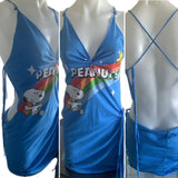 BFF vintage comic book Festival Fashion backless fringe tank retro slit weave bodycon micro mini t shirt