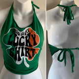 Lucky st Patrick’s day Ireland shamrock drinking party halter bikini crop top graphic holiday t shirt