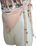 As If Clueless Betty 90s nostalgia Slit Weave retro handkerchief style peridot rhinestone bedazzled beaded backless tank top