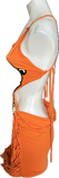 Trick or treat Snoopy Woodstock Peanuts mummy sexy costume cut up t shirt backless slit weave fringe halter micro mini dress