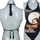 The Nightmare Before Christmas Inspired backless Halloween holiday cut up graphic t shirt crop handkerchief style halter top XXXS XXS XS S