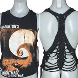 The Nightmare Before Christmas Inspired Halloween holiday slitweave graphic muscle t shirt racerback crop tank top