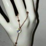 Rhinestone bedazzled dove adjustable rose gold and clear AB crystal fingerbang hand chain