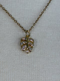 Stainless Steel gold plated plant girl rhinestone leaf and bumble bee Necklace