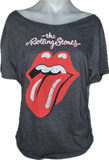 Satisfaction the Rolling Stones shredded backless slit weave v back cut up woven t shirt