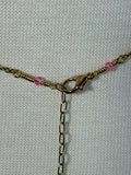 Pink and gold plated stainless steel adjustable crystal bodychain