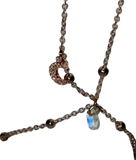 Rhinestone bedazzled crescent moon adjustable rose gold and clear AB crystal fingerbang hand chain